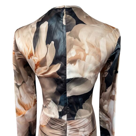 AKNVAS Houston Dress Floral Neutral Multicolor Cream Navy Brown‎ Size 0 - Picture 8 of 13